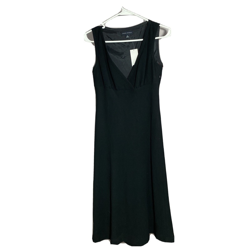 NWT Banana Republic Dress Size 0 Black Lined Empire A Line Midi Suiting Lined XS